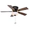 Vaxcel Lisbon 42-in. Black and Hickory Flush Mount Hugger Ceiling Fan with LED Light Kit and Pull Chain F0089 - alternate 1